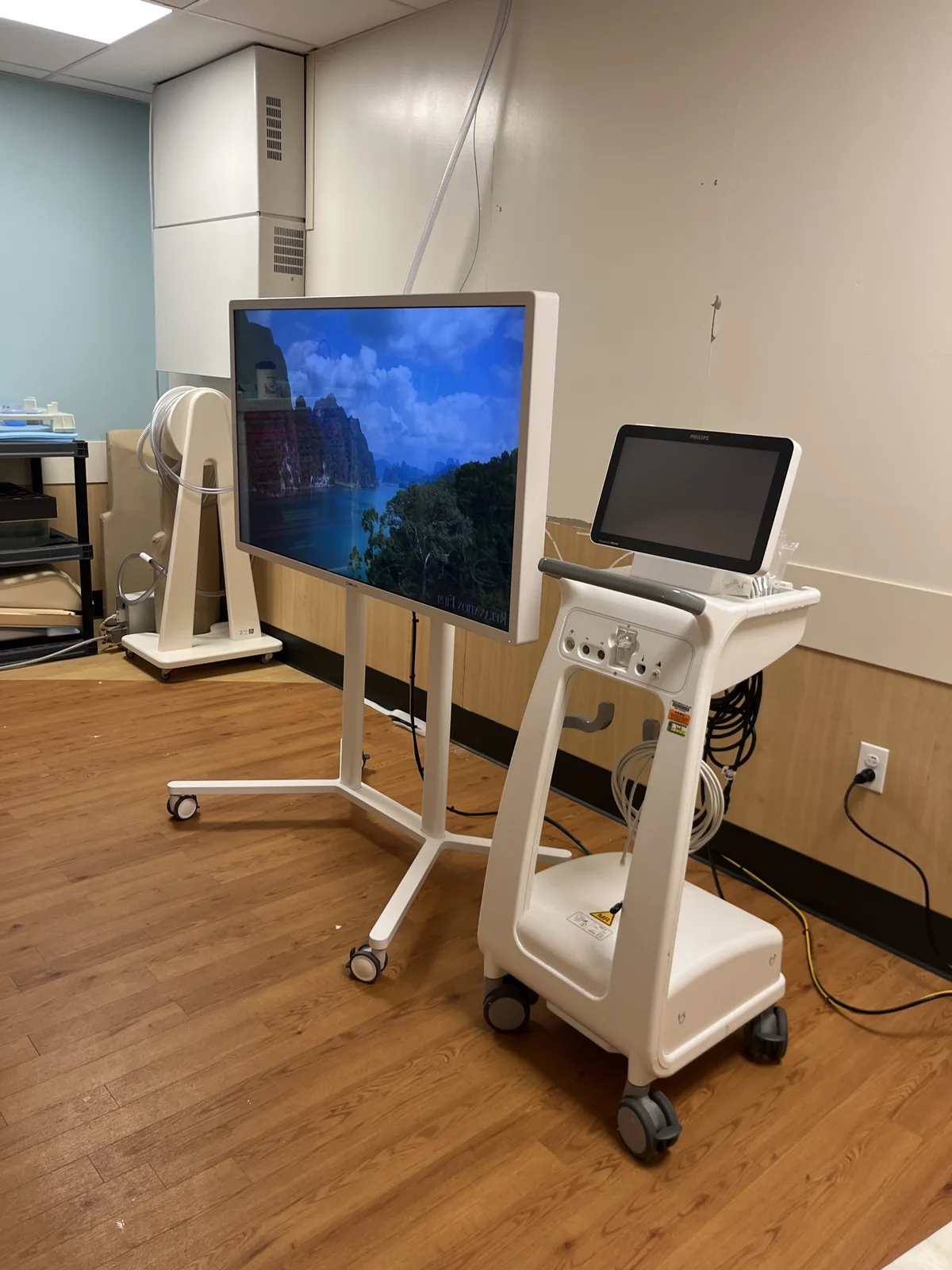 MRItv 4K Pro on its stand at Cincinnati Children's Liberty Campus