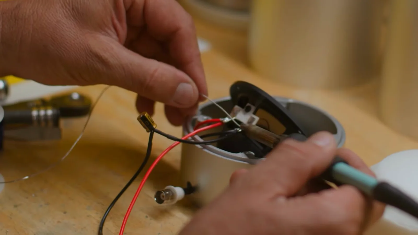 Soldering the wiring inside a Sonic Transducer