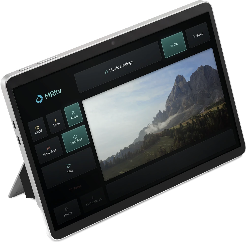 Surface Pro tablet running the MRItv app