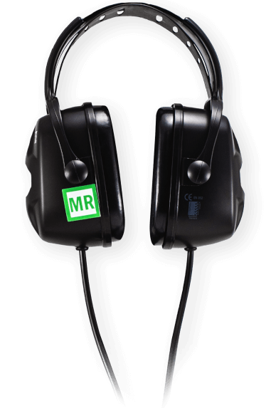 MRI audio system over ear headphones