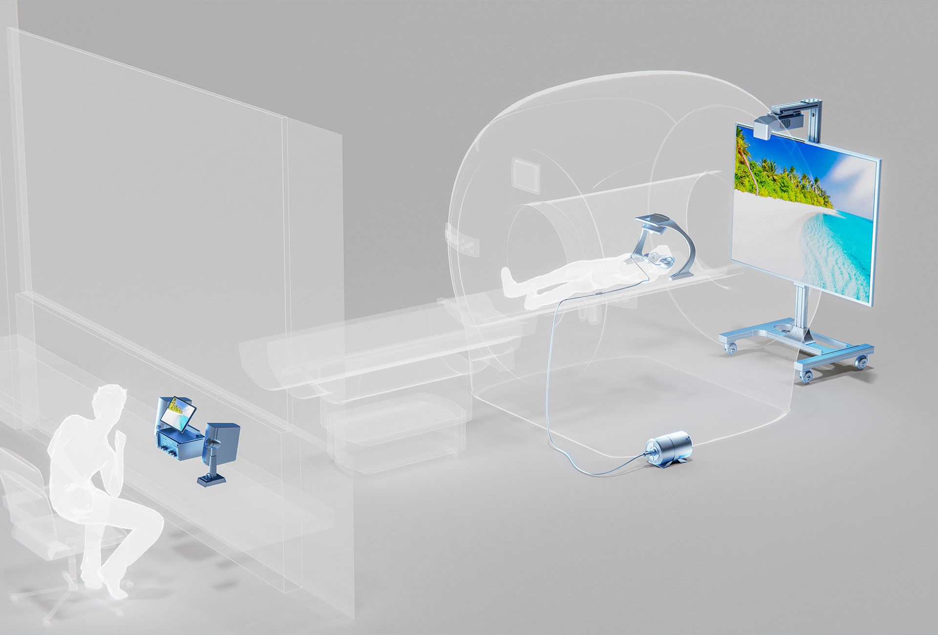 MRIview suite - MRI audio video system for patient comfort and MRI efficiency